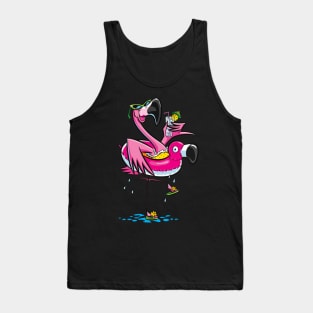 Flamingo drinks wine funny summer holiday tropical Tank Top